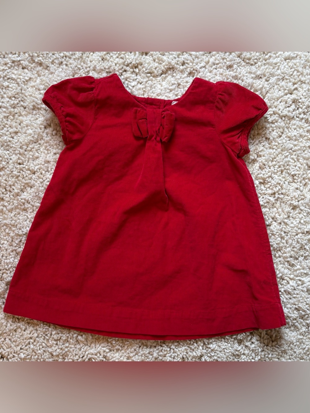 Baby Gap Red Corduroy Dress 6-12M Baby Girl Christmas Valentine’s Day Bow